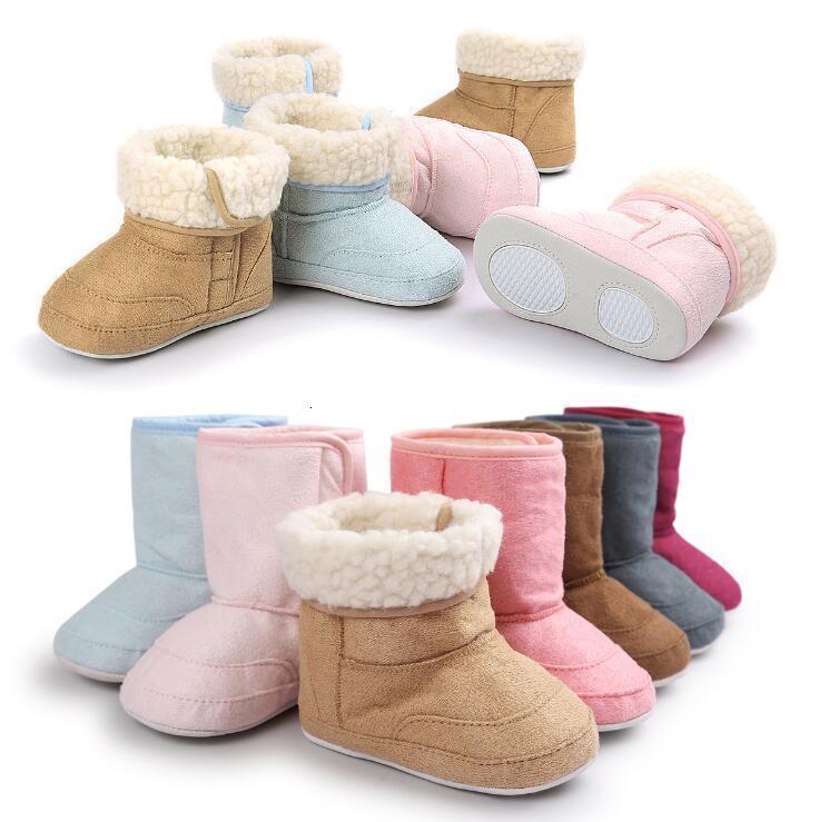 Winter Super Warm Newborn Baby With Fur Inside First Walkers Shoes Infant Cotton boots Anti-slip Mix Color 11 12 13cm Whole Size Wholesale