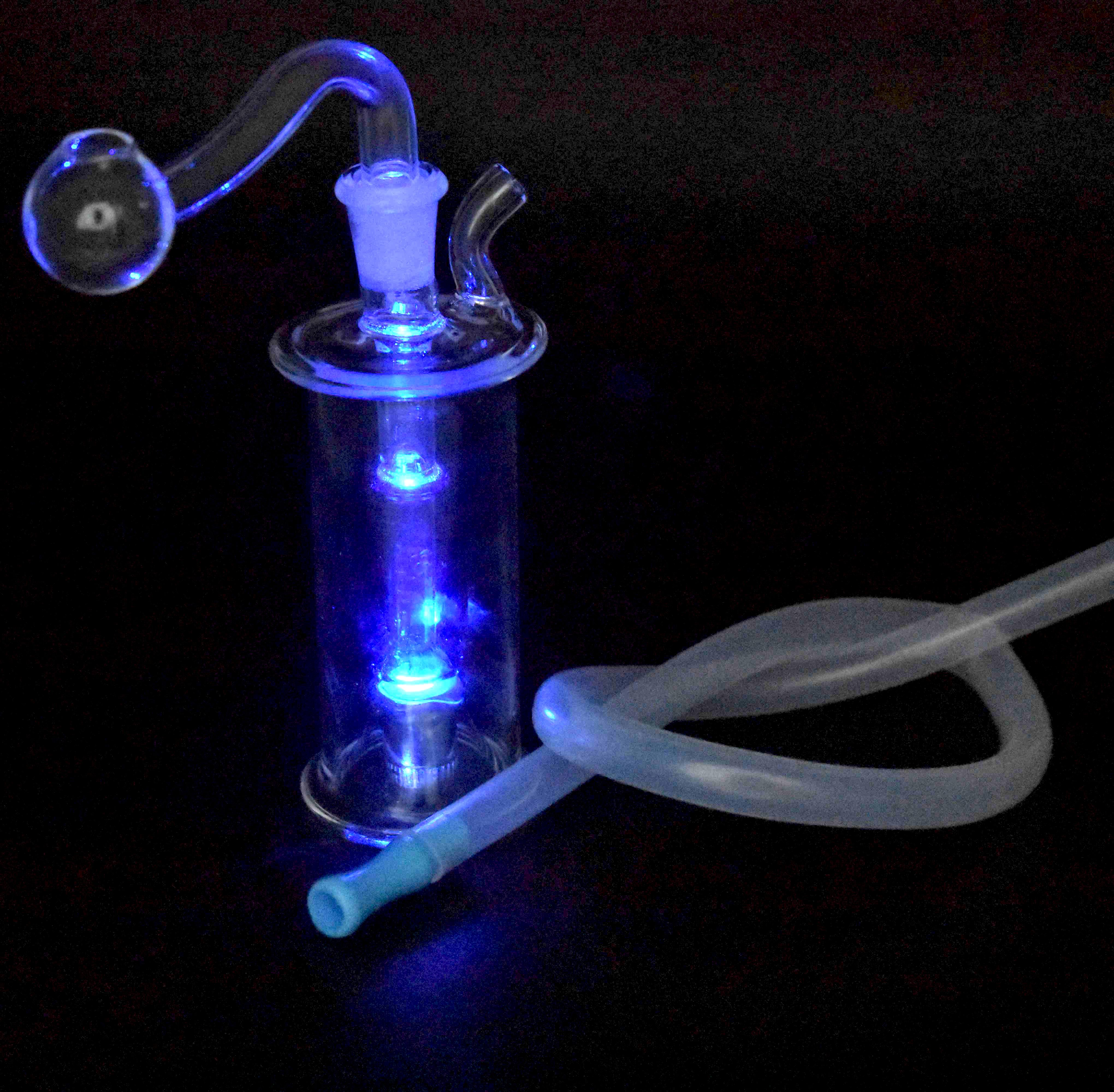 Glass Oil Burner Bong Water Pipes Small Bubbler Bong MiNi Oil Dab Rigs for Smoking Hookahs with 10mm Glass Oil Burner Pipe with led lighter