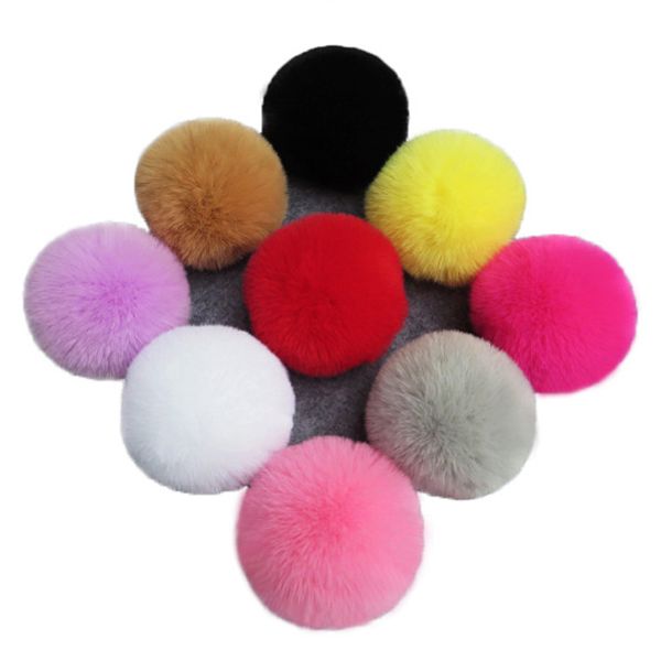 Factory Wholesale Rabbit Hair Straps Ball 8cm Small Plush Ball Color Jewelry Accessories Rex Imitation Pendant