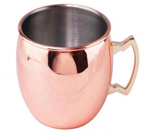 Moscow Mule Mug Stainless Steel Hammered Copper Mug for Beer Ice Coffee Tea Plating Hammered Drum Cocktail Drink Cups in stock