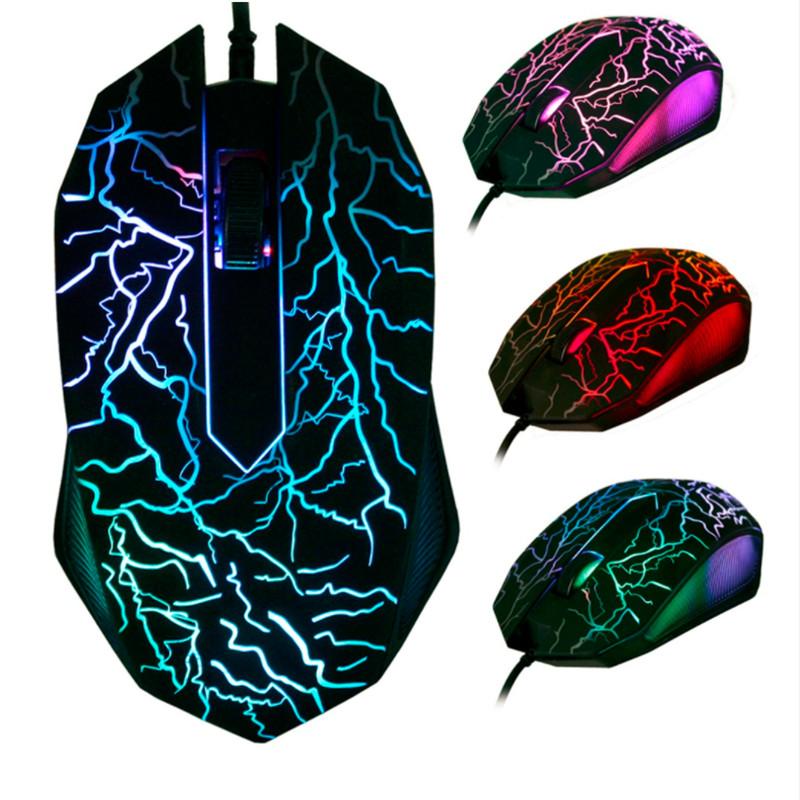 New PC Gaming Mice Mouse Professional 7 Color Backlight 2700DPI Optical Wired Gamer 3 Buttons USB Luminous Rainbow Computer Accesory for Laptop Reta
