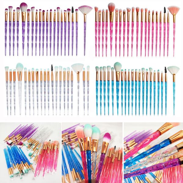 Makeup Brush 20pcs Cosmetics Set Foundation Blending Face Powder Blush Concealers Eye Shadows Lip Brushes Crystal Dia brush
