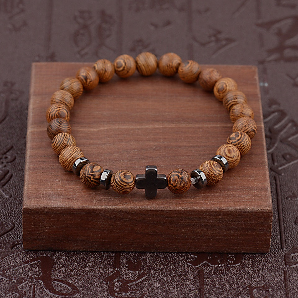 Bracelet yoga chakra wood grain crown bead beaded bracelet Jewelry Universal Creative Bracelets for Men and Women Wholesal S022