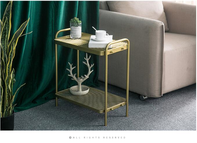 Nordic gold tea table modern Living Room Furniture small family simple corner sofa side cabinet iron bedside tables