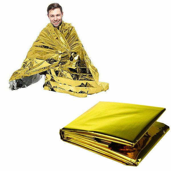 500pcs Outdoor Waterproof Emergency Survival Foil Thermal First Aid Rescue Blanket Blankets Home Garden Tent Gold Silver