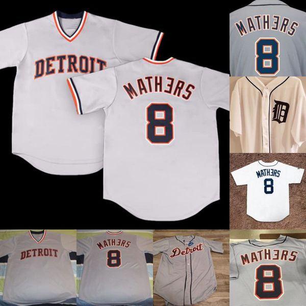 Eminem Detroit Jersey 8 Marshall Mathers Baseball Jerseys All Stitched Embroidery Logos Custom Baseball Jerseys White Grey Mens Womens Youth