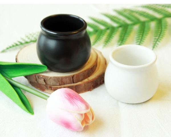 New Ceramic flower pot small plant pot bonsai planter mini round black white color indoor home garden decor