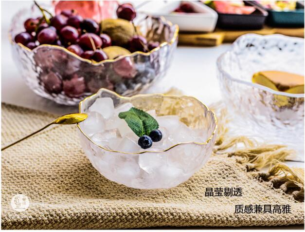 Salad bowls glass creative household hammer grain transparent Phnom Penh tableware irregular fruit bowl