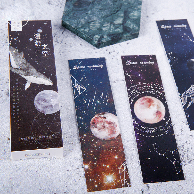 30 pcs-box Dream Space constellation paper bookmark stationery bookmarks book holder message card school supplies papelaria new arrival