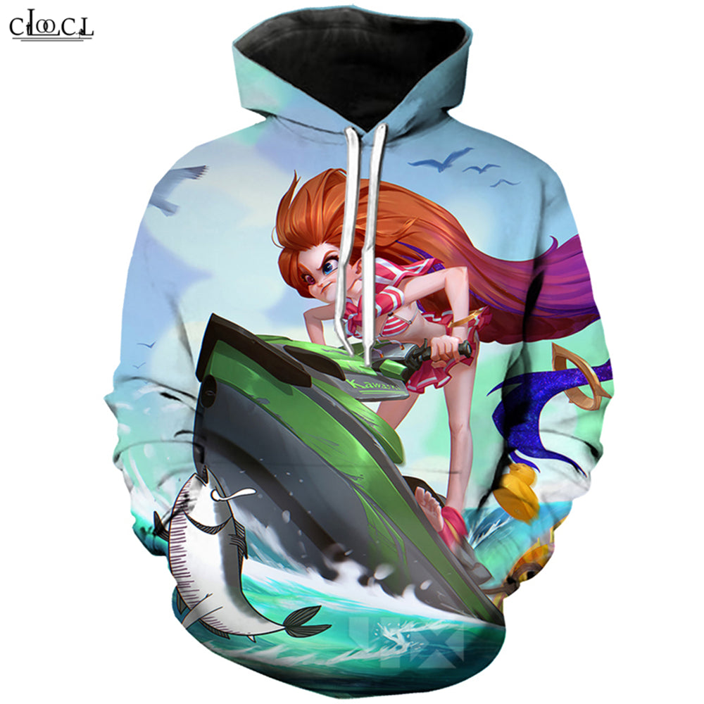 Fashion Game League of Legends Hoodie Men Women 3D Printed Hero Skin Odyssey Ziggs Pool Party Zoe Hooded Coat Casual Pullovers