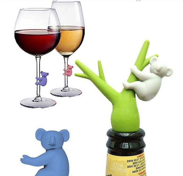 Koala Cup Recognizer Wine Glass Cup Silicone Identifier Tags Party Wine Glass Dedicated Tag 6pcs- set GD70