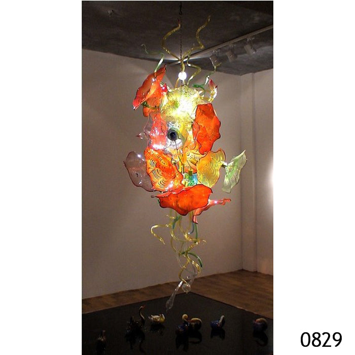 Modern Luxury Art Design Deco Flowers Pendant Lamps Glass Wall Plates Hanging Chandelier Hotel Decor Crystal Chandeliers