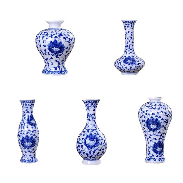 Vases Traditional Chinese Blue White Porcelain Vase Ceramic Flower Vases Vintage Home Decoration H250116
