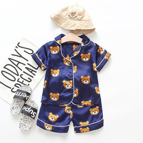 Children Fashion Pajamas Boys Girls Summer Casual Sleepwear Child Brand Cartoon Bear Home Service Fashion Suits Fashion Pajamas Wholesale