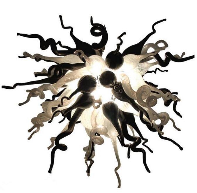 Hot Sale Small White and Black Glass Chandelier LED Bulbs Modern Art Deco Style 100% Hand Blown Glass Pendant Lighting Lamps