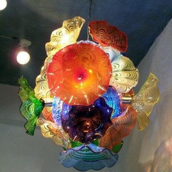 Italian Flower Chandelier Light LED Murano Glass Plates Pendant Lamps Multi-Color LED Blown Glass Chandelier Lighting