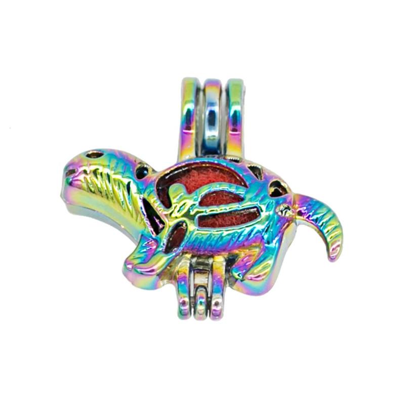 REYOW 5pcs Multicolor Dinosaur Pearl Bead Cages Perfume Essential Oil Diffuser Locket Pendant Jewelry Making DIY