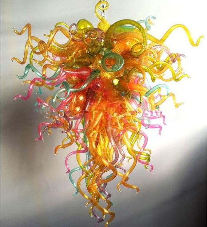 Lamps Flower Shape Design Style Colorful Lamp Hand Blown Murano Glass LED Bulbs Pendant Indoor Chandelier