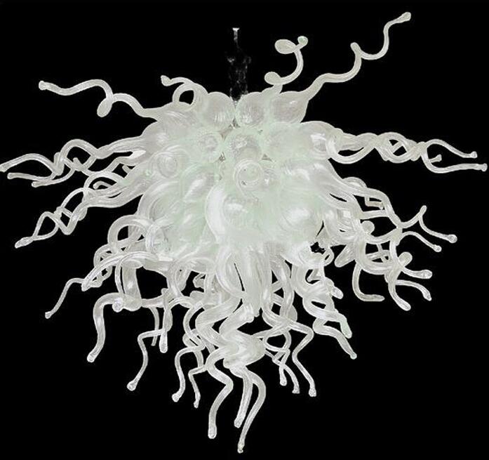 European Art White Murano Lamps Chandeliers Lighting Living Room Decoration LED Bulbs Custom Made Hand Blown Glass Chandelier Pendant Light