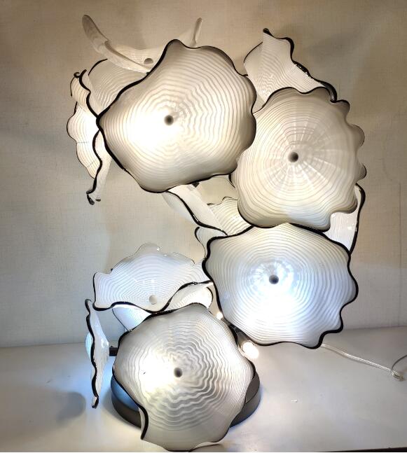 Creative Murano Lamps Plates Floor Lamp Flower Design Glass Art Sculpture Standing Lightings Modern Decor in White Color