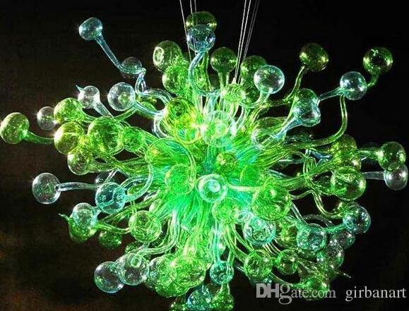 Green Lamps Chandeliers Lighting Villa Restaurant Artistic Decoration Lamp Modern Stained Color Glass Bubble Chandelier Light