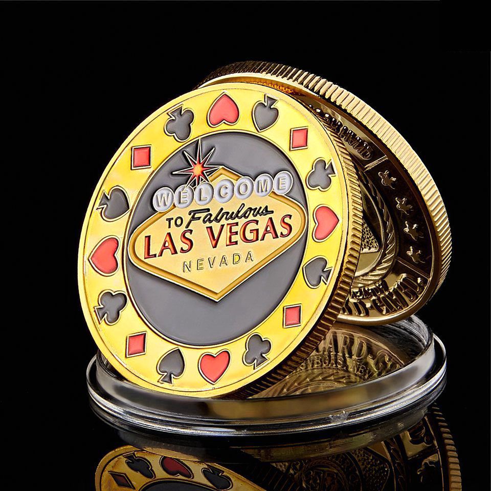 Challenge Metal Crafts Banker Press Card Poker Chips Las Vegas Gold Plated 1oz Souvenir Commemorative Coin