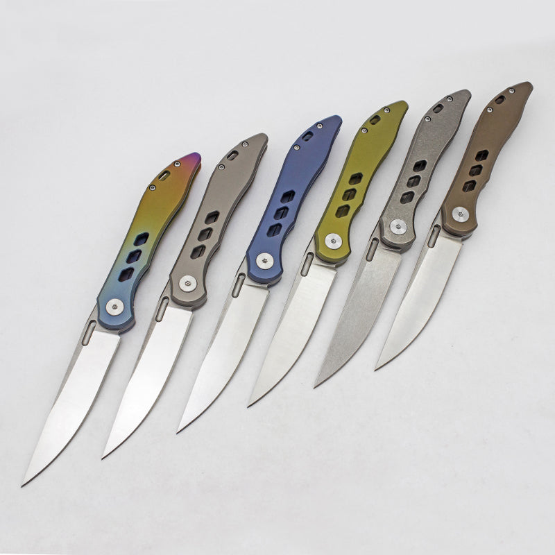 Original Design Survival Folding Knife Kingfisher Practical Pocket EDC D2 Blade Titanium Handle Sharp Camping Knives Outdoor Equipment Hunting Tacti