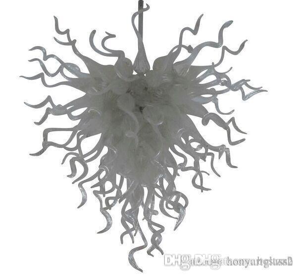 Fancy Glass White Chandelier Art Decor Blown Glass Crystal Hotel Home Office Room Decor LED AC Hanging Glass Chandelier Light