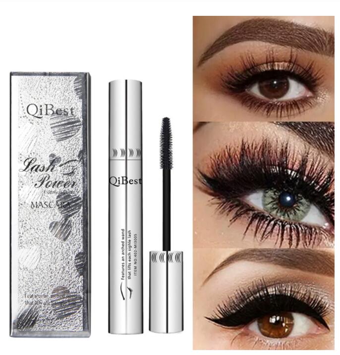 Qibest 4D Black Waterproof Mascara long lasting Mascara Professional Makeup Fluffy Volume Cosmetics Curling Eyelash Eyelashes