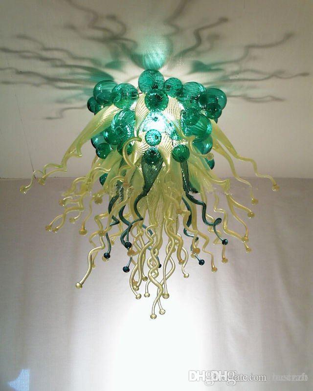 New Design Modern LED Crystal Ceiling Light Green Murano Glass Blown Bubble Chandelier Lighting Indoor Hotel Lights Girban Brand