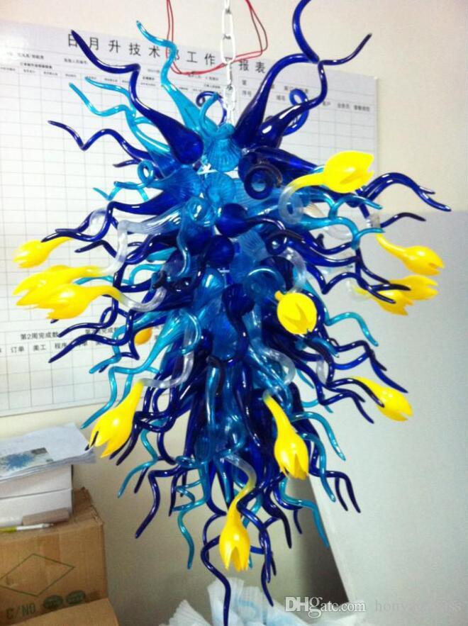 Free Shipping AC Led Bulbs 110v-240v Handicraft Home Lamp Blue Modern Foyer 220v Chandelier Crystals