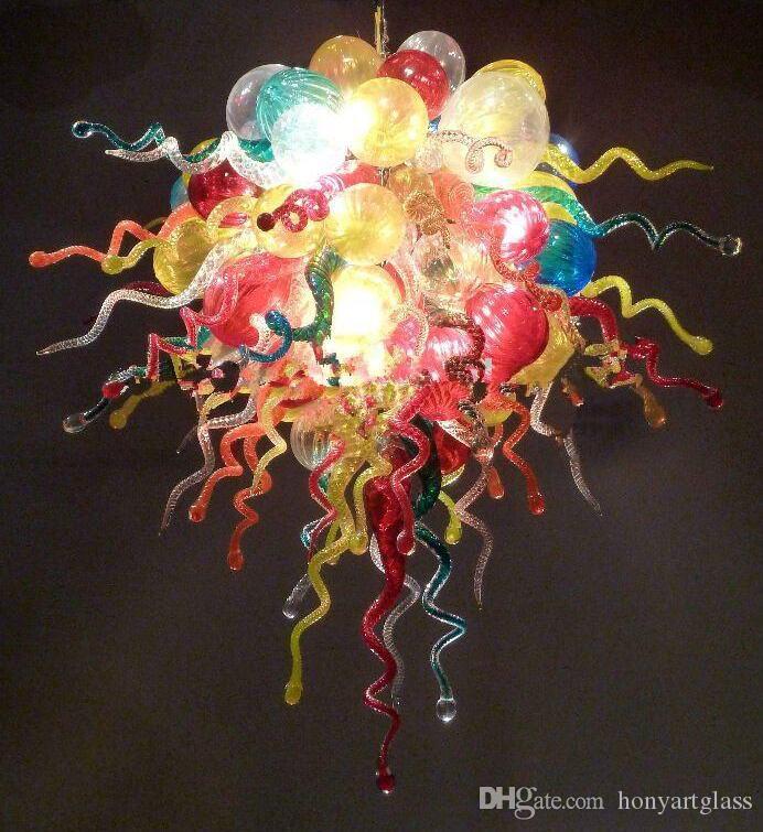 Free Shipping LED Bulbs Fancy Villa Decor Best Glass Ceiling Light Fixture 100% Handmade Restaurant Lighting