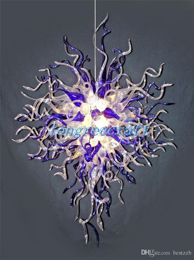 Free Shipping Mouth Blown 110v-120v LED Bulbs European Crystal Chain Hanging LED Decor Pretty Glass Chandelier