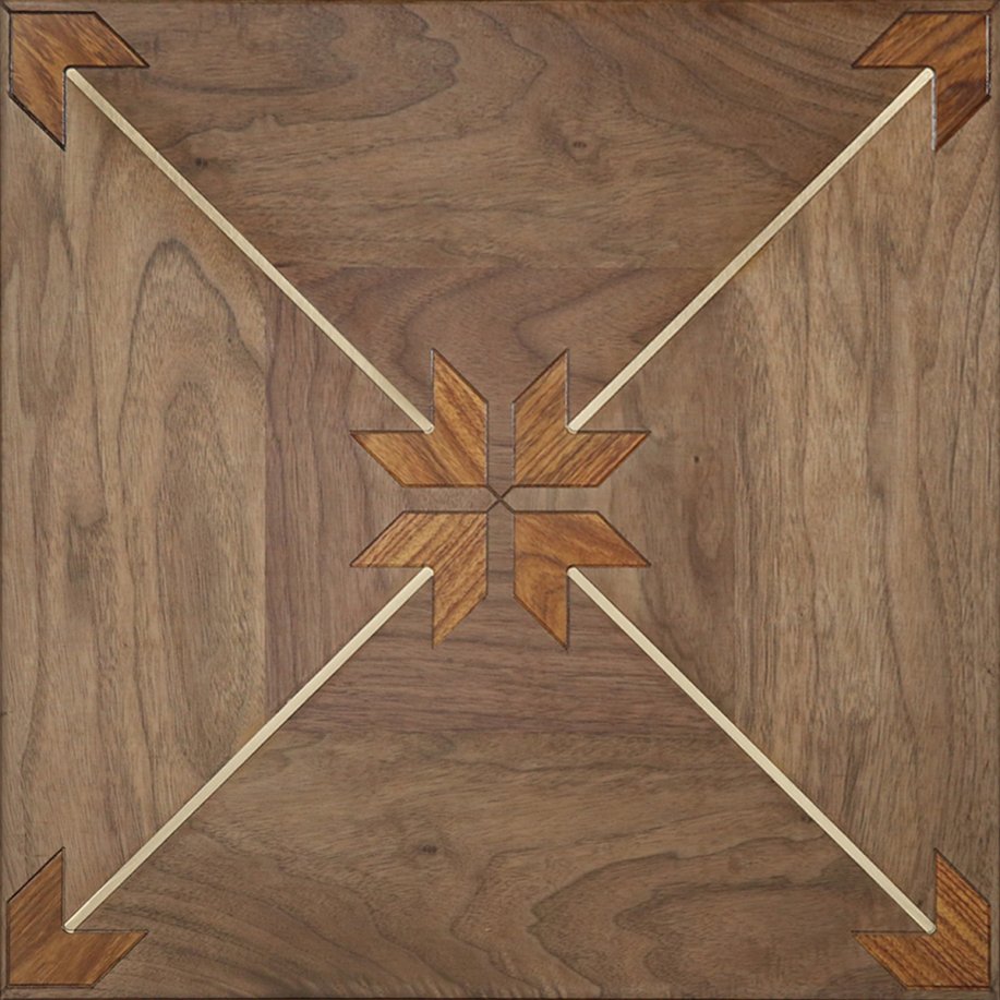 American Walnut Art Parquet Wood Floor Sapele designed hardwood flooring Brass Inlay luxurious villas furniture Medallion wallpaper for home decorat