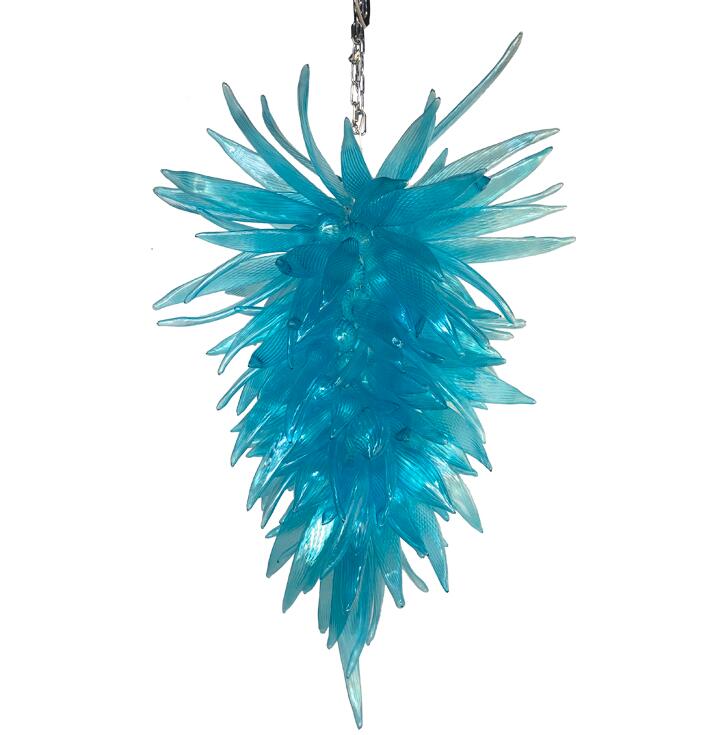 Lamps Drop Shape Pendant Hand Blown-Glass Hanging Crystal Chandeliers 48 Inches LED Bulbs Murano Glass Chandelier