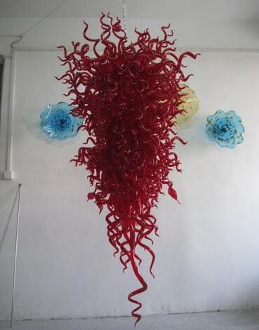 Special Lamps Design Art Chandeliers Modern Pendant Light LED Bulbs Red Colored Hand Blown Murano Glass Chandelier