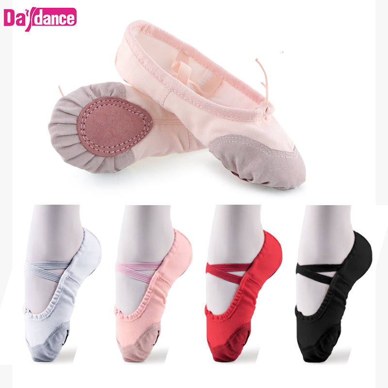 Wholesale Toddler Girls Kids Pointe Slippers High Quality Ballerina Practice Canvas Flat Dance Shoes For Ballet