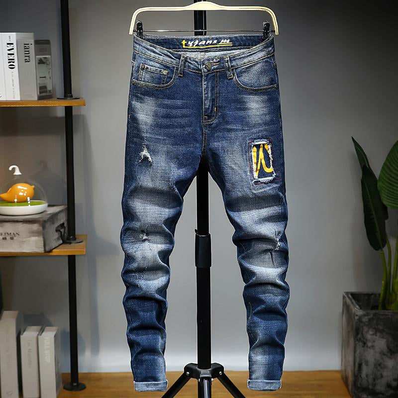 Men&#039;s 2020 luxury designer jeans balman square jeans motorcycle knight blue hole high waist tight straight tube men&#039;s pants