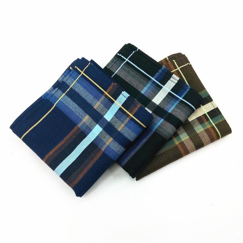 12PCS 43 * 43CM Cotton Men&#039;s Handkerchief Large Handkerchief Fine Grain Satin Stripe Feel Thick
