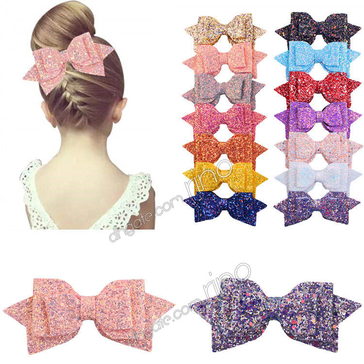 Infant Baby Big Glitter Shiny Sequin Bow Headbands 14 colors Girls Hair Clips Childrens Barrettes Kids Hair Accessories