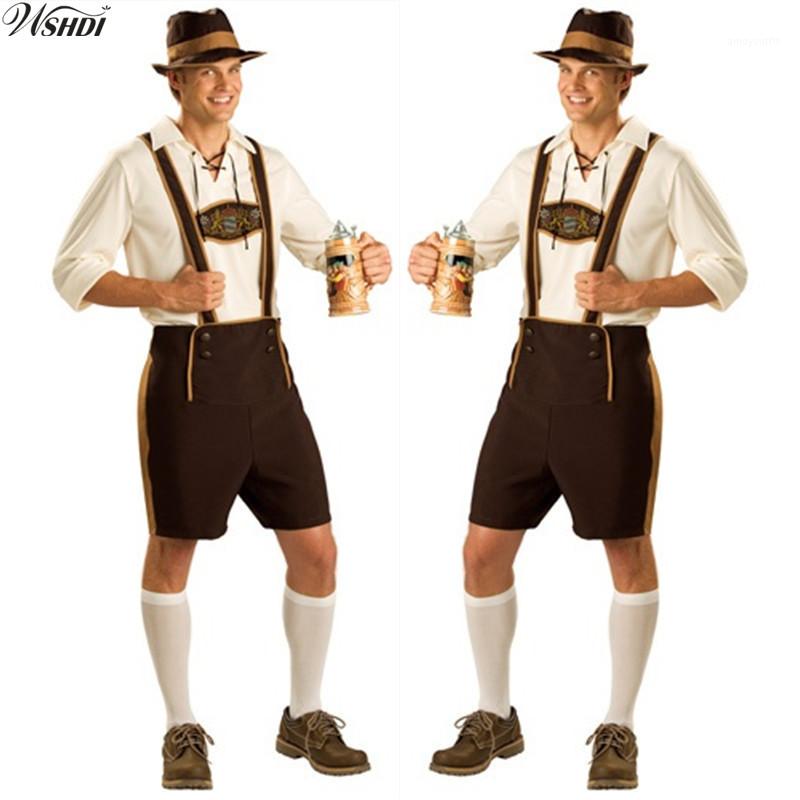 Oktoberfest Costume Lederhosen Bavarian Octoberfest German Festival Beer Halloween for Men Beer Costumes Plus Size M,L,XL,2XL1