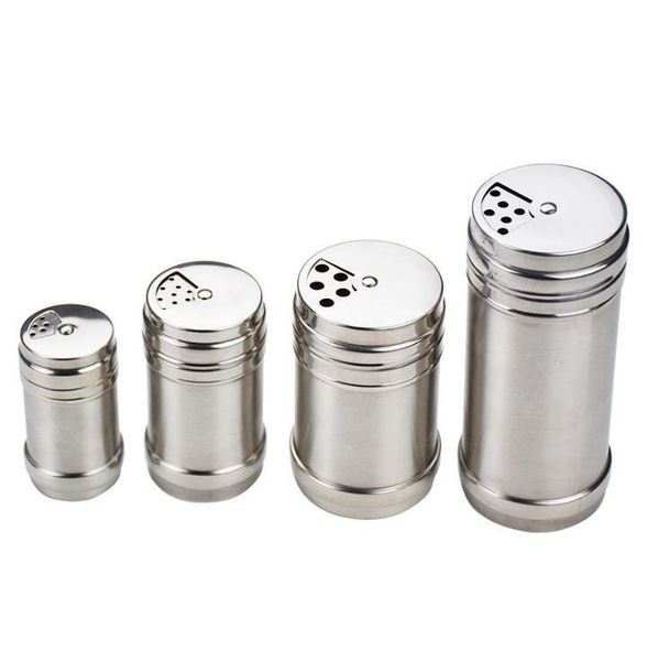 Stainless steel spice shaker 4 size rotary multifunctional seasoning bottle condiment bottles tin kitchen tools for BBQ spice jar