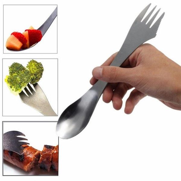 Fork spoon spork 3 in 1 tableware Stainless steel cutlery utensil combo Kitchen outdoor picnic scoop-knife-fork set