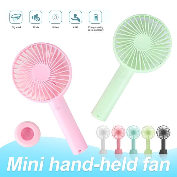Portable Handheld Mini Fans USB Rechargeable Battery Desk Stand Air Cooling Fan with Retail Box