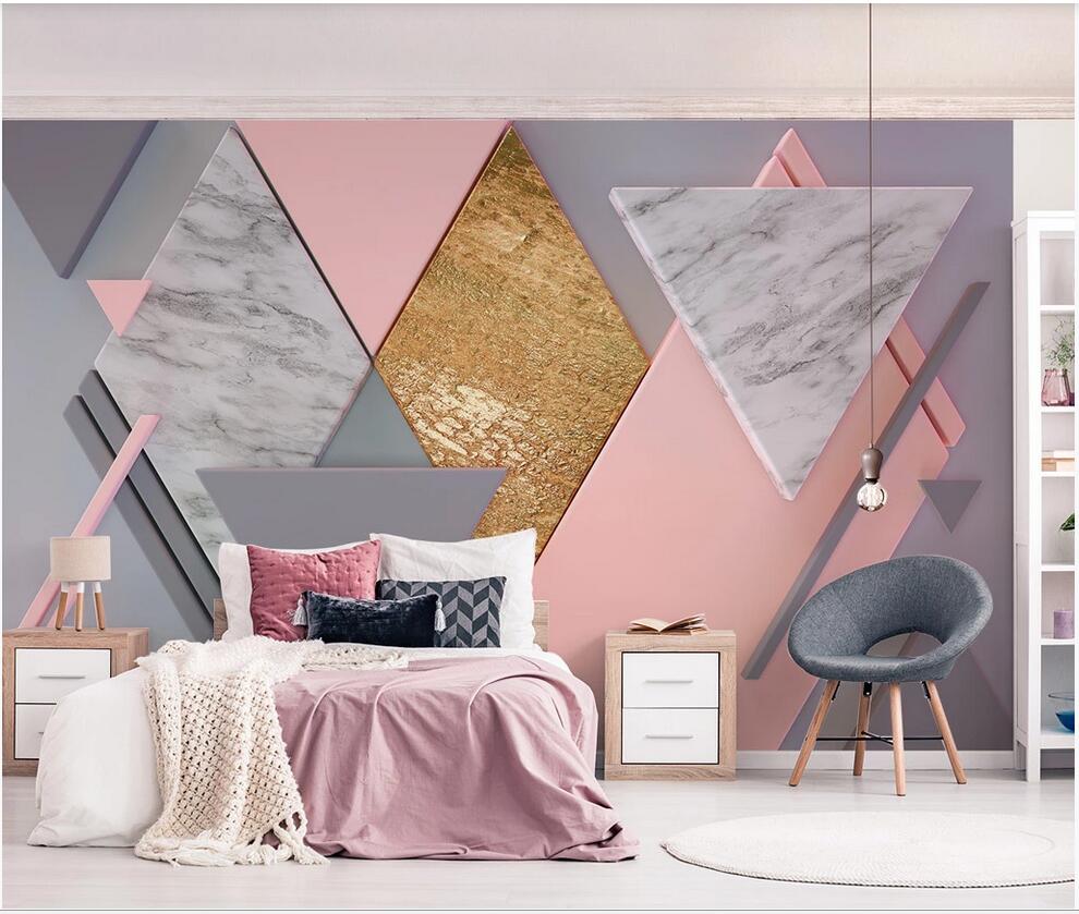 3d wallpaper custom photo mural Pink new diamond geometry Nordic 3d TV background wall household wall art canvas pictures