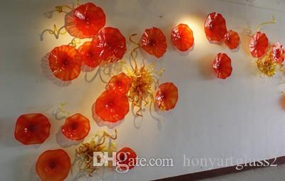 Hotel Lobby Decorative Blown Plates Lamp Art Design Style Glass Wall for Home Decor