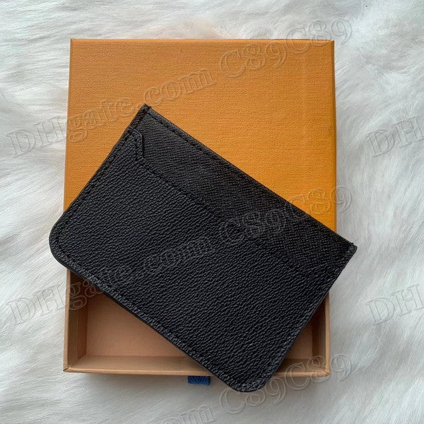 Excellent Quality Pocket Card Holders Black Men and Women Leather Wallets Card Holder Purse Id Wallet Bifold Bags