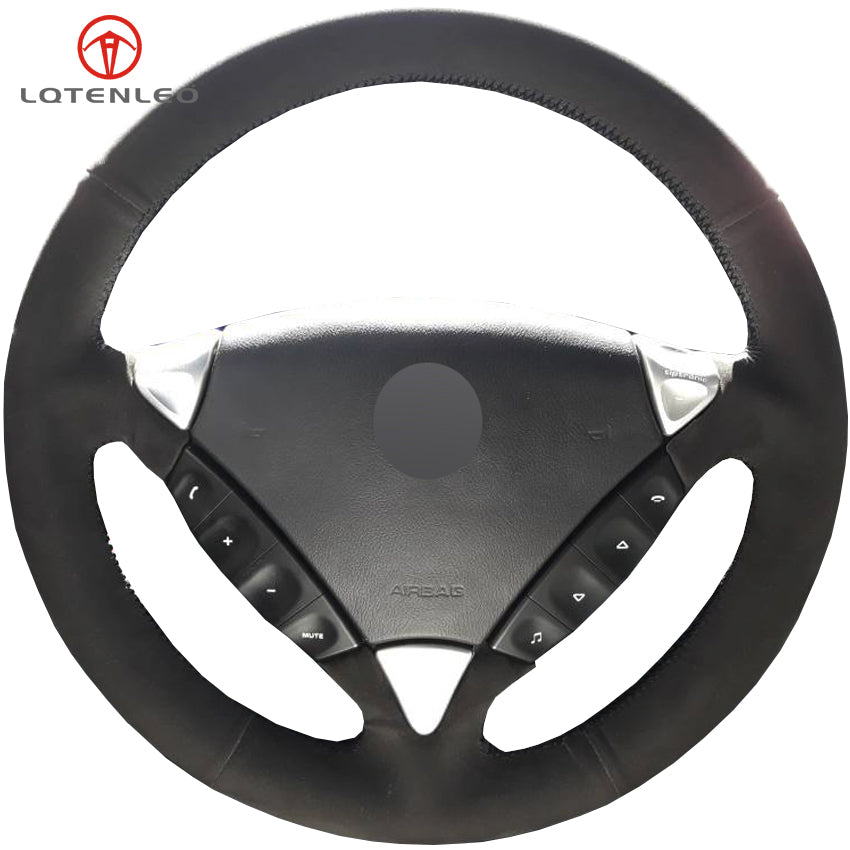 Black Suede DIY Hand-stitched Car Steering Wheel Cover For Porsche Cayenne 2006 2007 2008 2009 2010