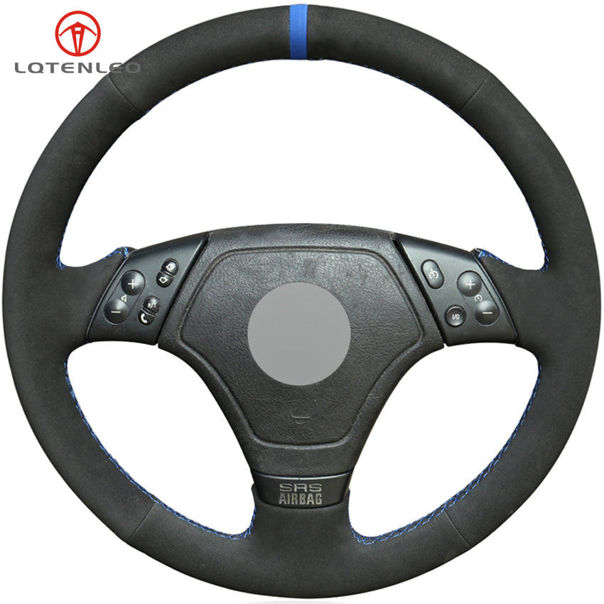 Black Suede DIY Hand-stitched Car Steering Wheel Cover for BMW 3 Series E36 1996-2000 E46 1998-2000 Z3 E36-7 1995-1999