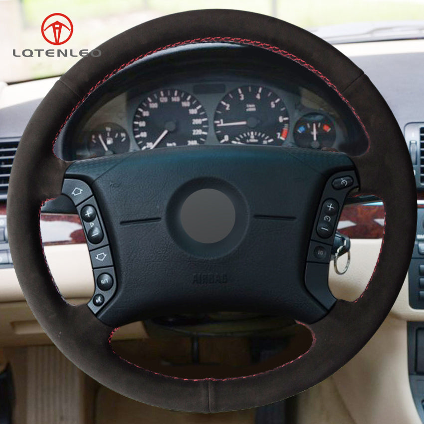 Black Suede DIY Hand Car Steering Wheel Cover for BMW E36 1995-2000 E46 1998-2004 E39 1995-2003 X3 E83 X5 E53 2000-2006